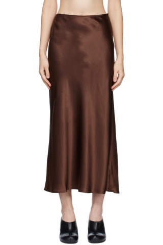 Brown Pratt Midi Skirt | SSENSE