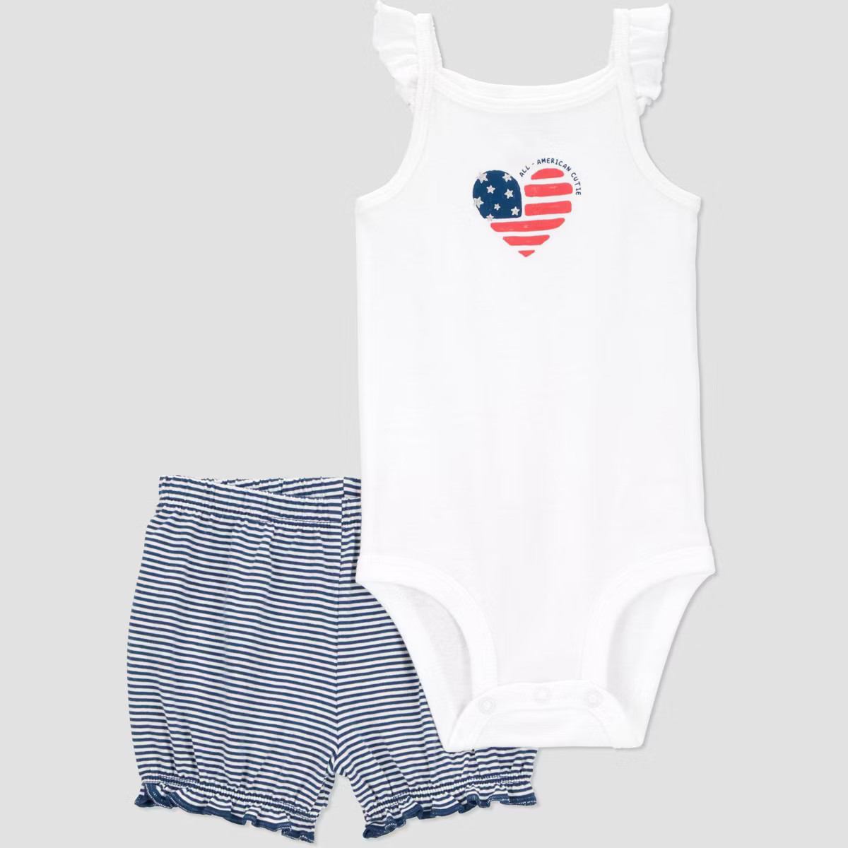 Carter's Just One You® Baby Girls' 2pc Flag Heart Top & Bottom Set - 12M: Cotton Sleeveless Body... | Target