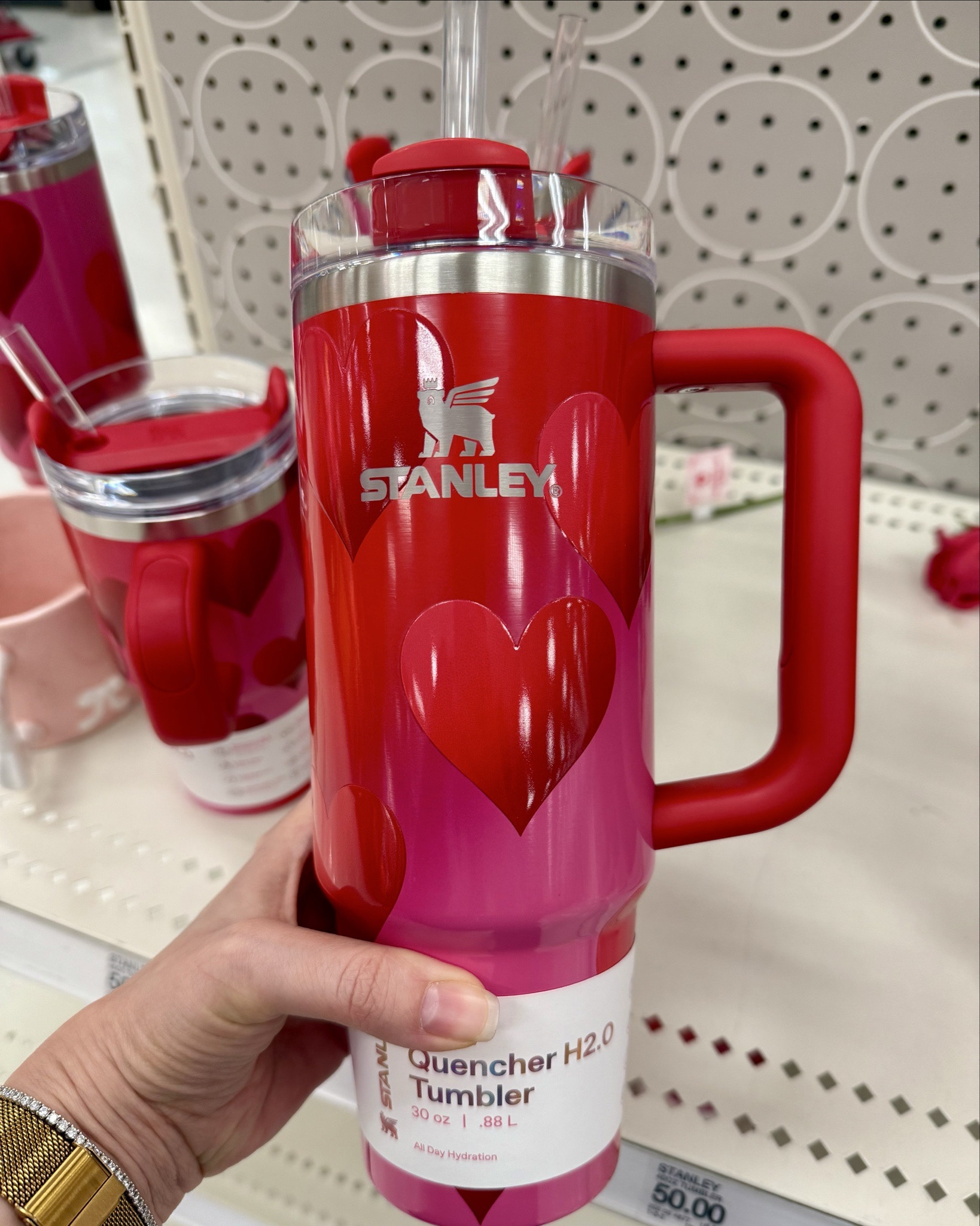 “Love at first sip” collection. 
Stanley 1913 Valentine's collection available now. Only at Target. I also found some cute accessories too, like straws, charms and toppers. 

#LTKHome #LTKSeasonal #LTKFindsUnder50