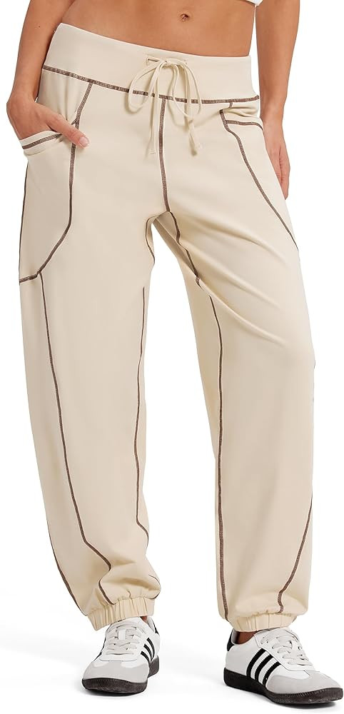 MOOSLOVER Women Baggy Jogger Pants Drawstring Mid Waist Athletic Casual Pant Comfy Cotton Lightwe... | Amazon (US)