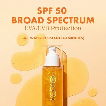 Kopari Sun Shield Body Glow | SPF 50 UV Protection Sheer Sunscreen Gold Shimmer Mica | Sweat and ... | Amazon (US)