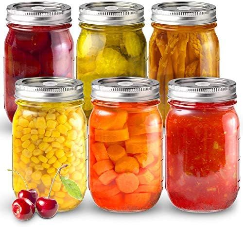 sungwoo Mason Jars, Canning Jars 16 ounces, 6 PACK, with Sealed and Straw Lid, Ideal for Juice, J... | Amazon (US)