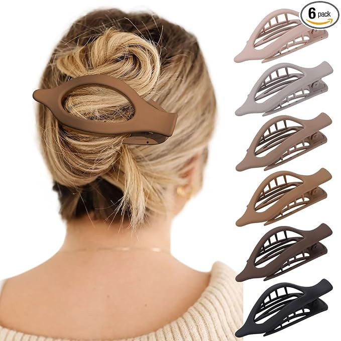 French Concord Hair Clips - 6Pcs Side Slide Volume Clips for Women Girls, Strong Hold No Slip Gri... | Amazon (US)