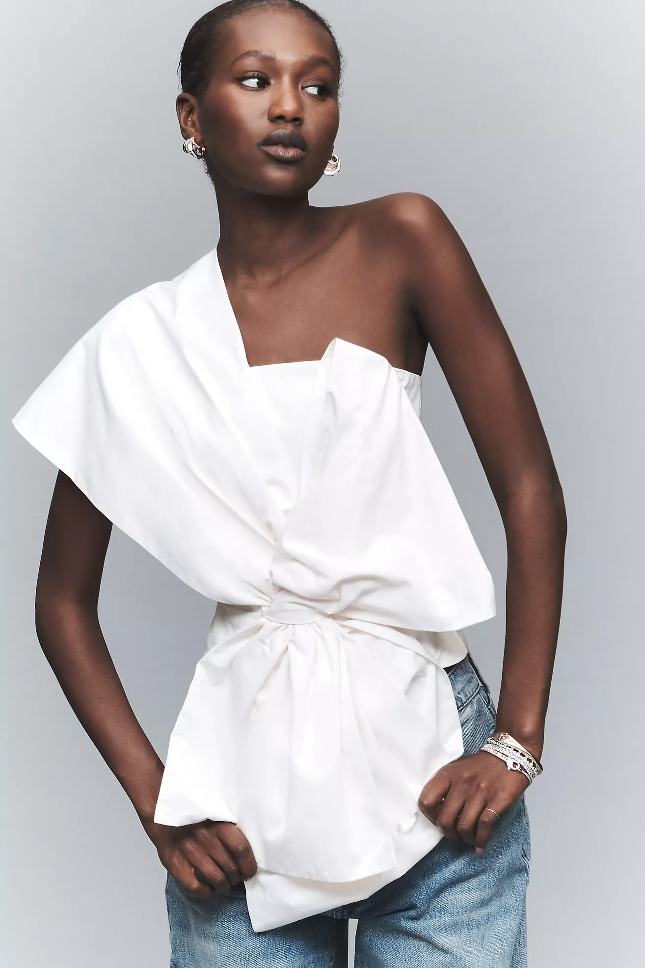 Maude Club Gia Off-Shoulder Asymmetric Top | Anthropologie (US)