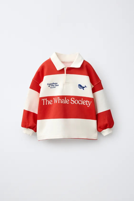 EMBROIDERED WHALE STRIPED POLO SHIRT | Zara US