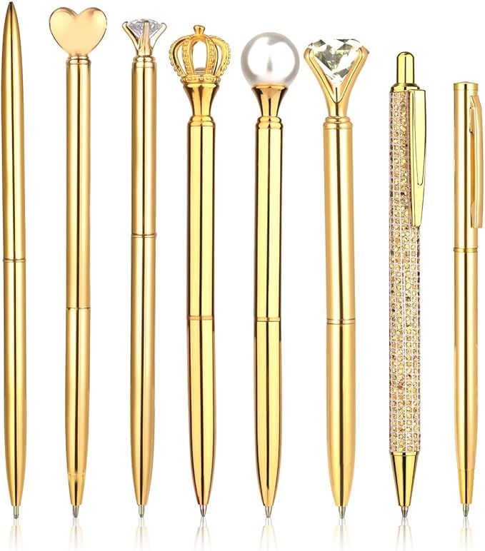 Gold Ballpoint Pen Set, 8pcs Metal Personalised Pens for Women, Crystal Diamond Cute Pen for Wedd... | Amazon (CA)