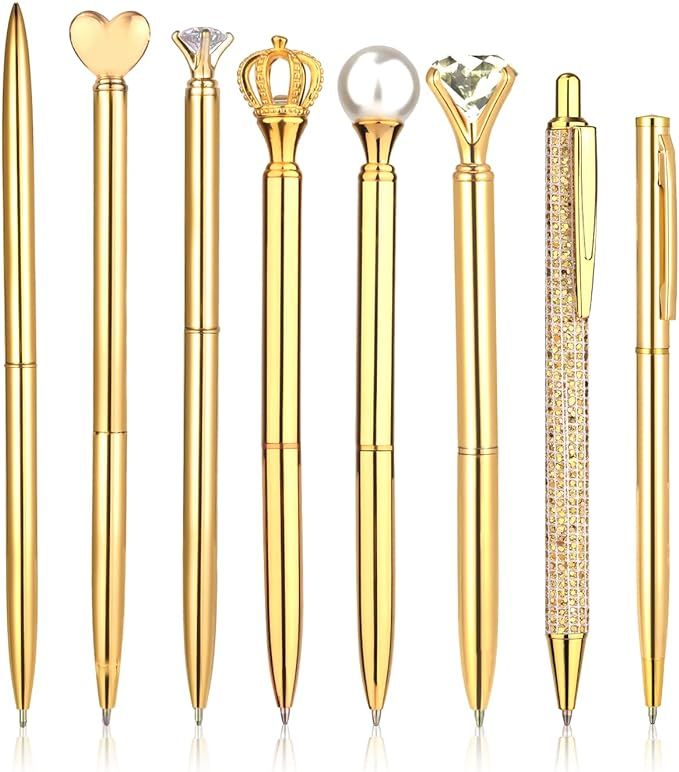 Gold Ballpoint Pen Set, 8pcs Metal Personalised Pens for Women, Crystal Diamond Cute Pen for Wedd... | Amazon (CA)