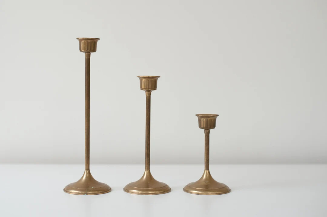 Brass Candlestick Set of 3 | Etsy (US)
