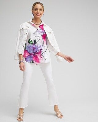 No Iron™ Stretch Floral 3/4 Sleeve Shirt | Chico's