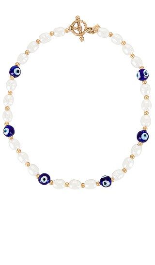 Beaded Evil Eye Toggle Necklace in White | Revolve Clothing (Global)