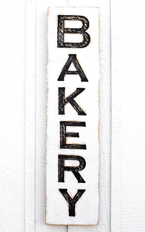 Bakery Sign Vertical - Carved in a 10"x43" Solid Wood Board Rustic Distressed Shop Advertisement ... | Amazon (US)