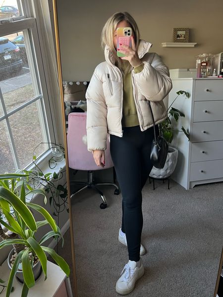 Winter OOTD - puffer jacket comes in 3 colors and is under $50! Paired with my all-time favorite leggings. 

#LTKstyletip #LTKsalealert #LTKfindsunder50