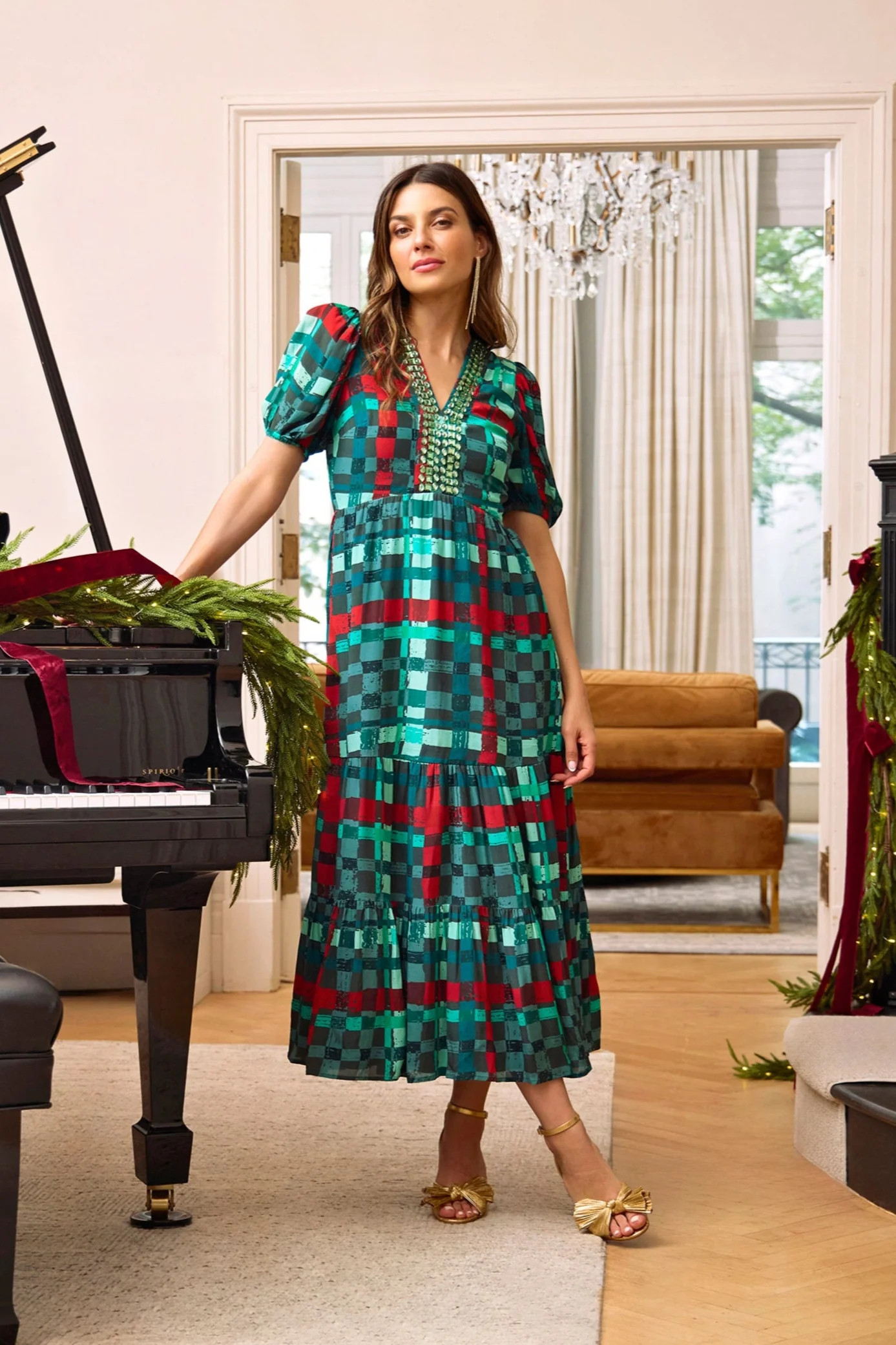 Sheridan French I Holiday 2025 I Margot Dress in Holly Tartan | Sheridan French