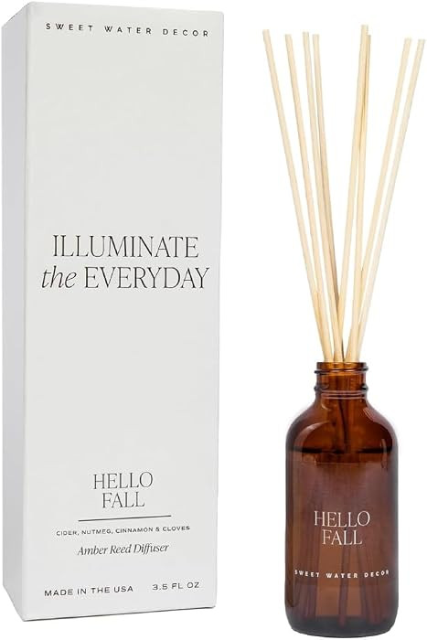 Sweet Water Decor Hello Fall Reed Diffuser Set - Hot Cider, Cinnamon, Cloves, Apple, and Nutmeg Fall Scented Diffuser - Scent Diffusers for Home, Fall Home Decor Long Lasting Fragrance Made in the USA | Amazon (US)