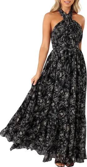 Lennon Floral Halter Gown | Nordstrom