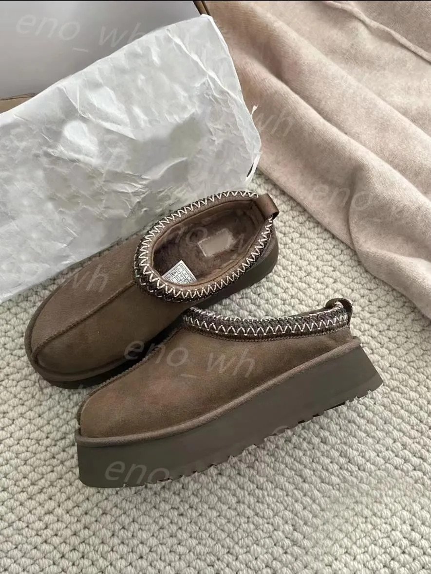 Designer Women's Chestnut & Mustard Seed Platform Slipper Boots with Faux Fur Lining Winter Footw... | DHGate