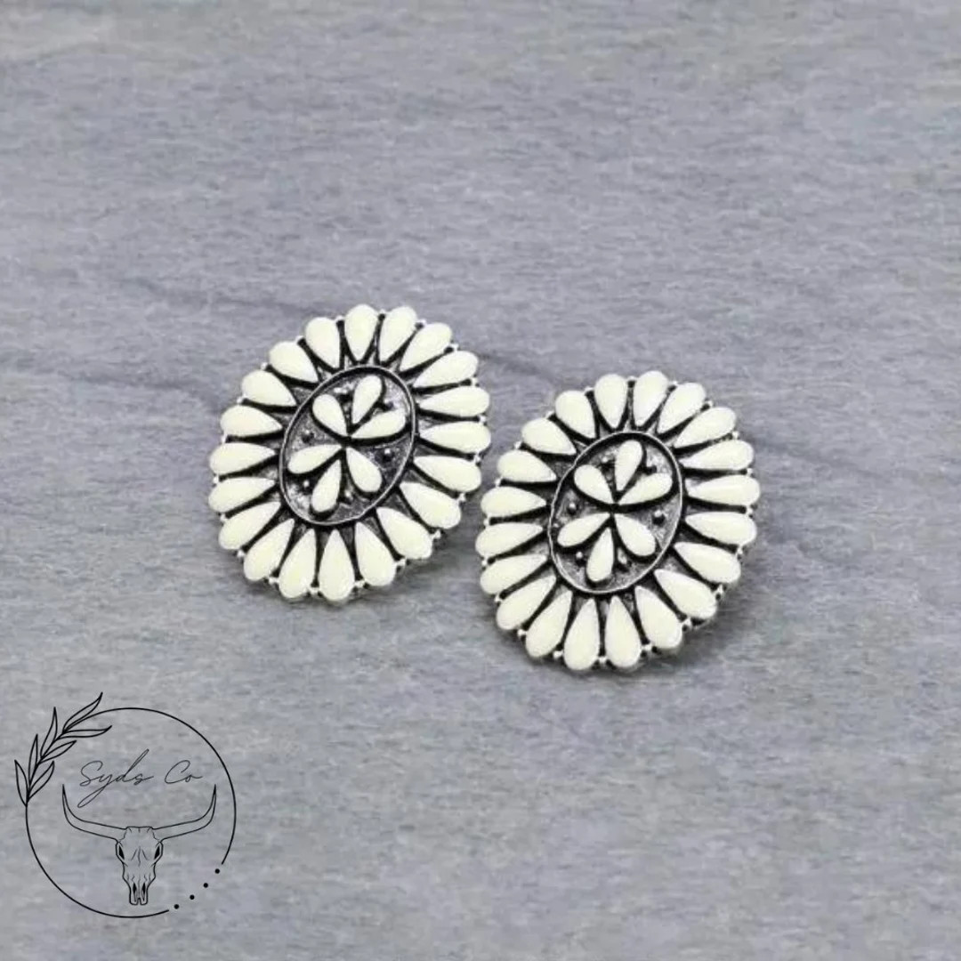 White Western Concho Earring | Etsy (US)