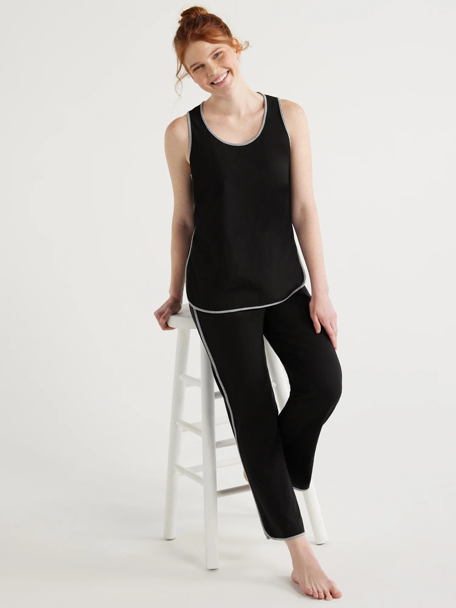 Joyspun Women's Cotton Blend Tank Top and Pants Pajama Set, 2-Piece, Sizes S to 3X | Walmart (US)