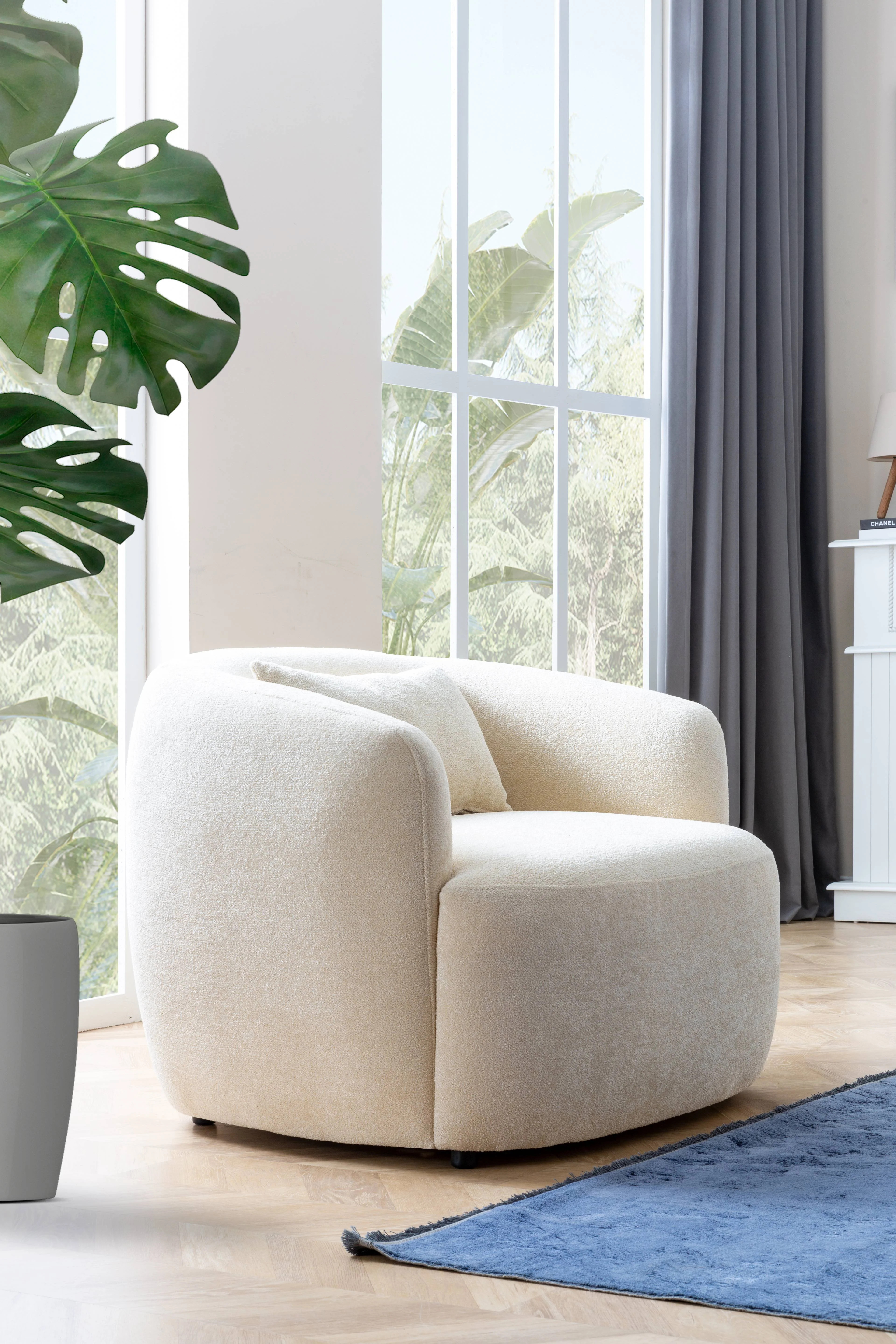 Havana 34" Wide Boucle Upholstered Barrel Armchair | Walmart (US)