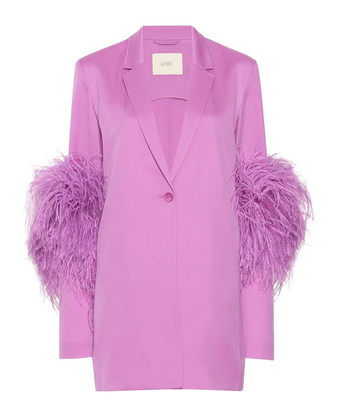WOOL SINGLE BREASTED BLAZER WITH FEATHERS | LAPOINTE