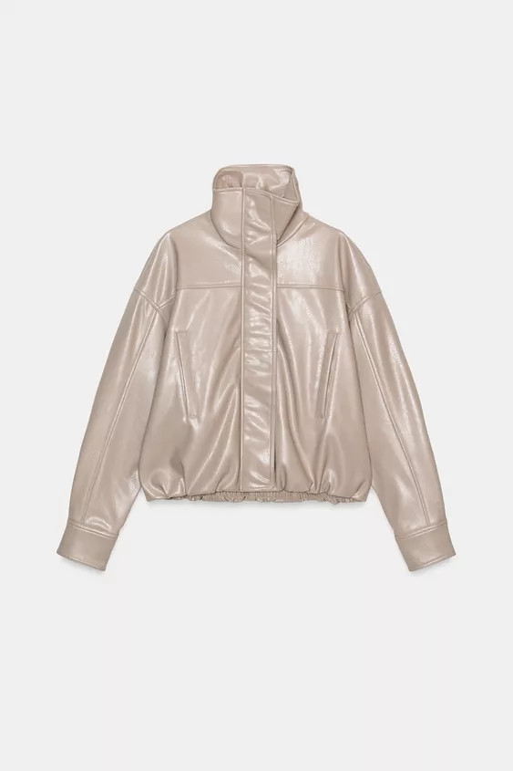 LEATHER EFFECT JACKET WITH PLEATS | Zara UK