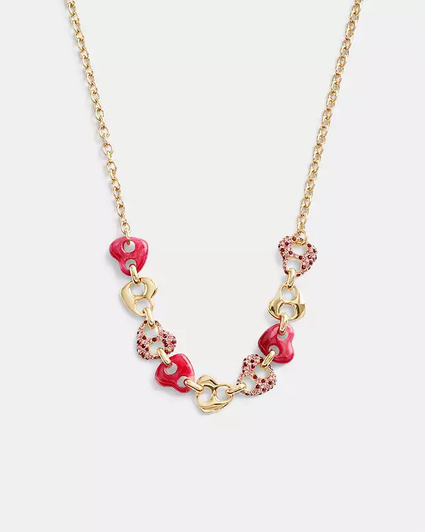 Pavé Hearts Chain Link Necklace | Coach (US)