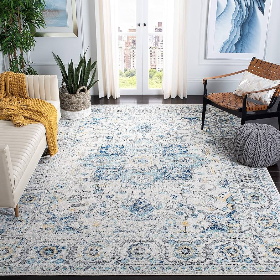 SAFAVIEH Madison Collection Area Rug - 11' Square, Turquoise & Ivory, Snowflake Medallion Distres... | Amazon (US)