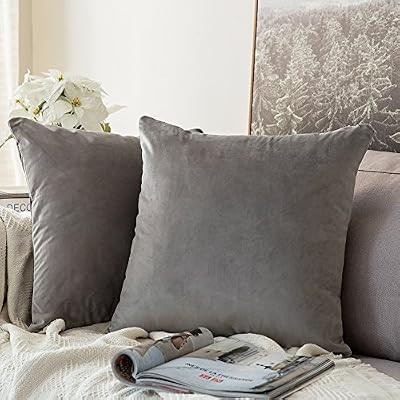 MIULEE Pack of 2, Velvet Soft Soild Decorative Square Throw Pillow Covers Set Cushion Case for So... | Amazon (US)