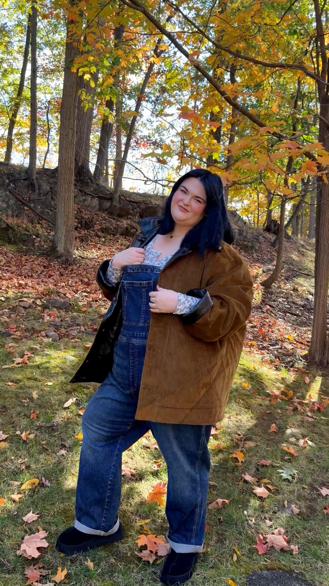 Plus size fall outfit! Wearing size 22 in overalls and 1X in top. 2X in barn jacket  

#LTKStyleTip #LTKPlusSize #LTKFindsUnder50