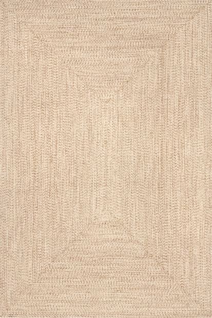 Tan Solid Braided Indoor/Outdoor Area Rug | Rugs USA