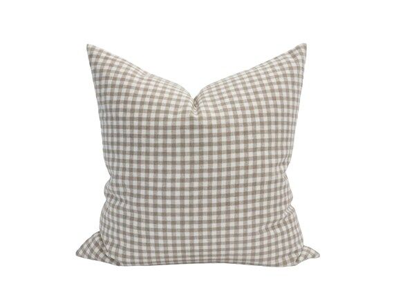 EMILY  Brown Check Pillow Cover Gingham Pillow Spring Check - Etsy | Etsy (US)