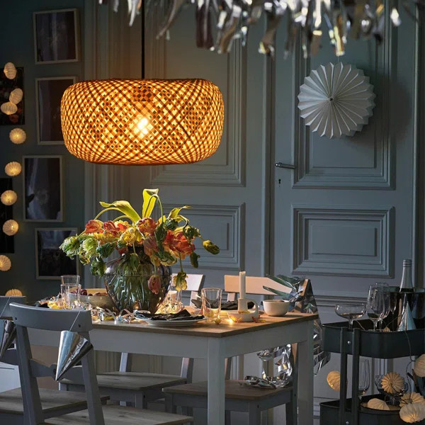 Retro Bamboo And Rattan Chandelier Handmade Wicker Rattan Pendant Light | Wayfair Professional