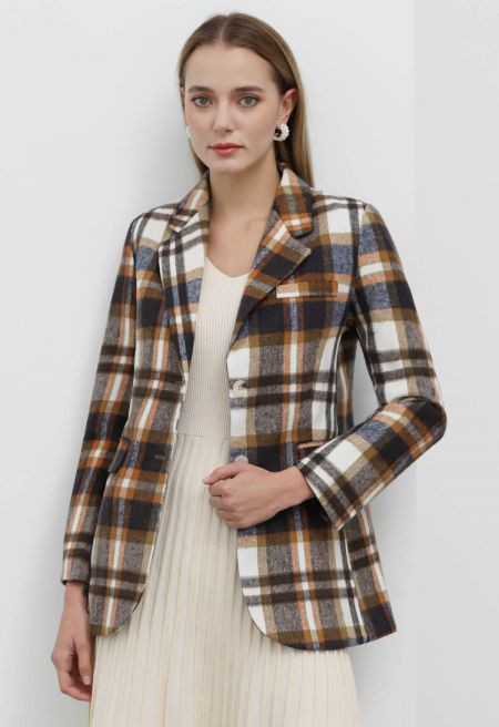 Charm Overload Brown Plaid Blazer | Chicwish