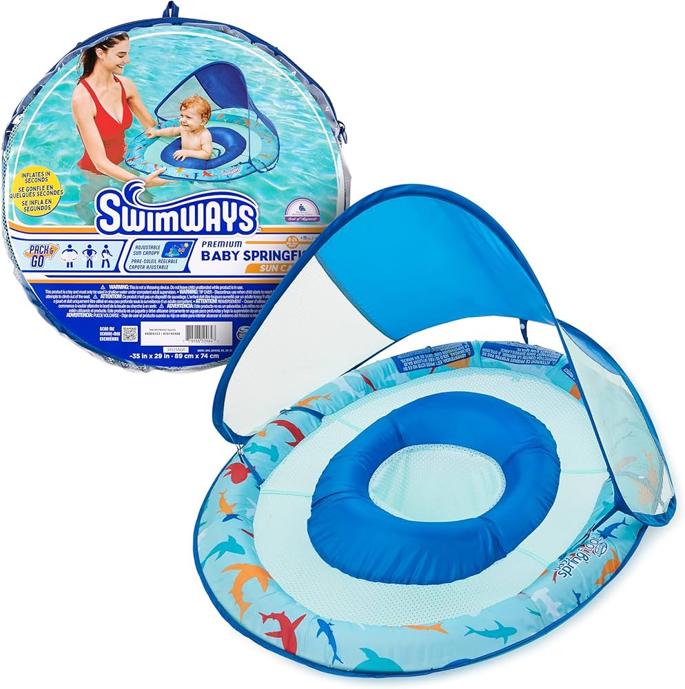 SwimWays Baby Spring Float with Adjustable Canopy and UPF Sun Protection, Blue Lobster | Amazon (US)