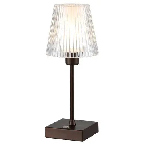 JONATHAN Y Oscar Modern Industrial Rechargeable/Cordless Iron/Acrylic Integrated Portable LED Table Lamp with Ribbed Shade in Oil Rubbed Bronze at | Nordstrom