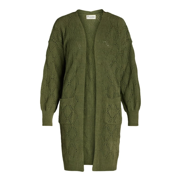 No Boundaries Pointelle Duster Cardigan, Women's and women's Plus Size XXS-2XL - Walmart.com | Walmart (US)