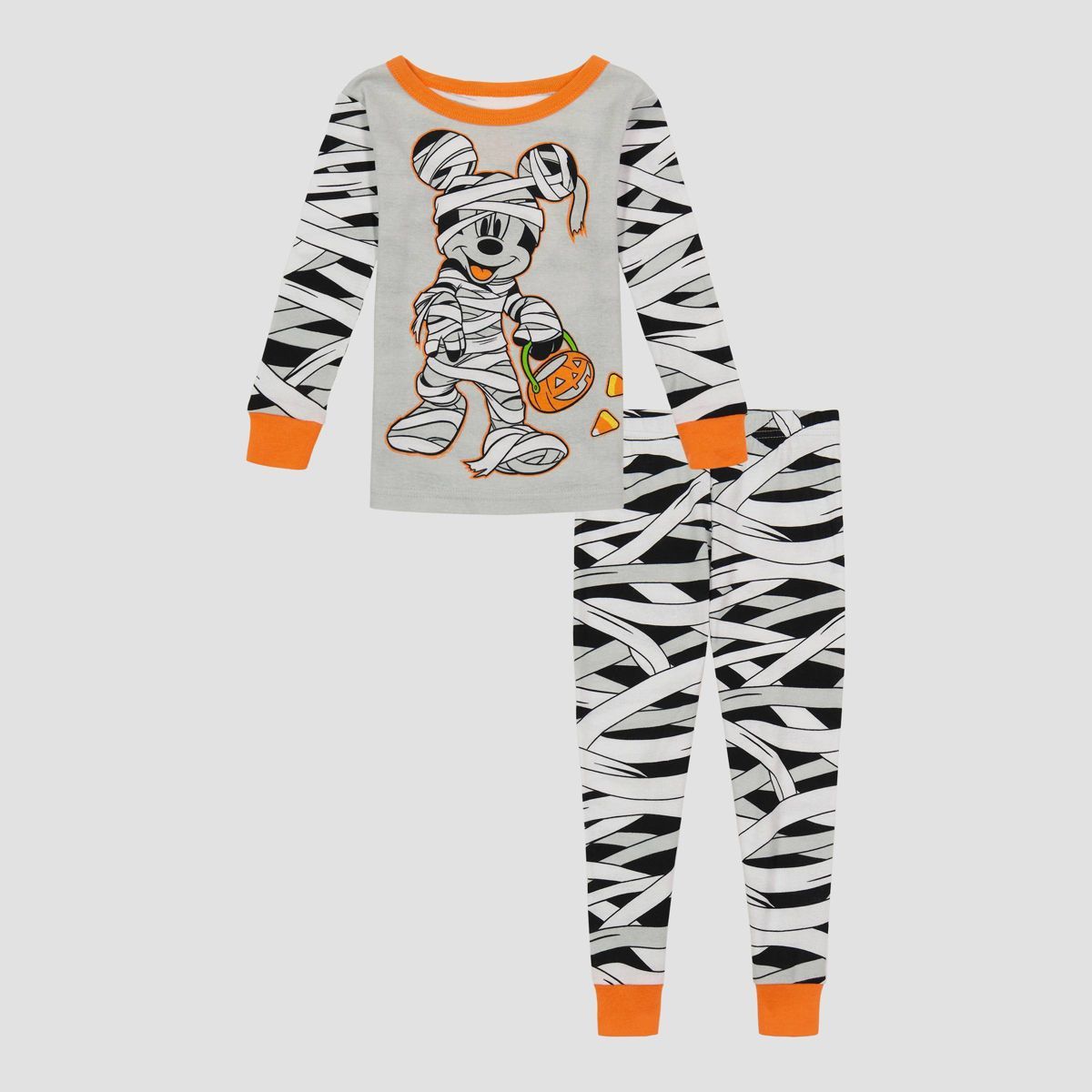 Toddler Boys' 2pc Mickey Mouse Mummy Halloween Snug Fit Pajama Set - Gray | Target
