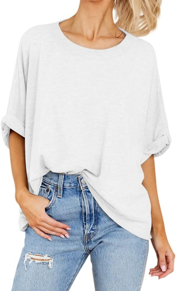 Women Oversized T-Shirt Summer Casual Short Sleeve Loose Tee Tops | Amazon (US)