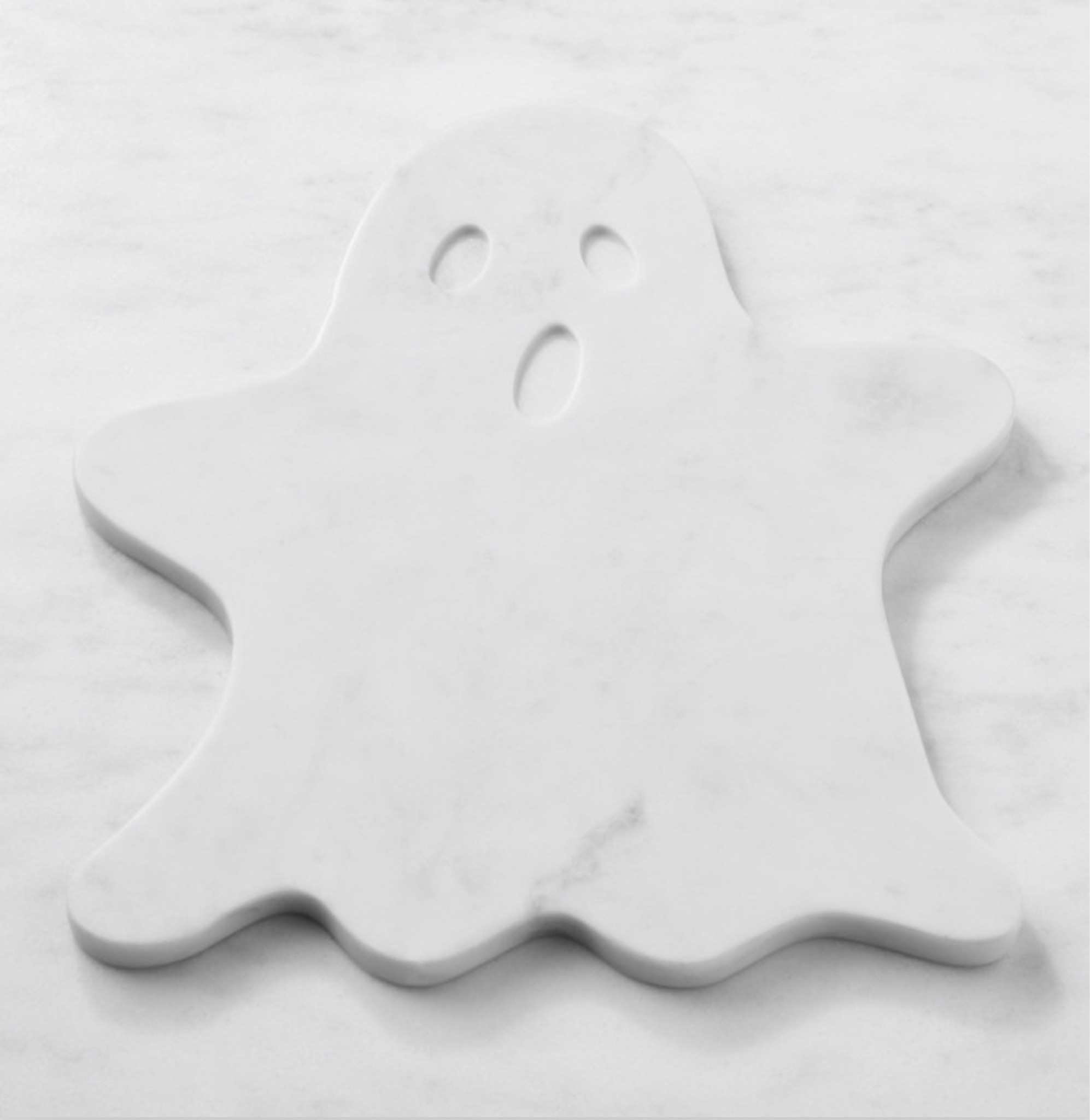 White Marble Ghost Board by Williams Sonoma. 

Make Halloween gatherings even more fun. Shaped like a friendly ghost, our marble board provides playful presentation for your favorite cheese, charcuterie and accompaniments. You can also use the handcrafted board to create a dessert platter of colorful sweets and home-baked treats.

#ghost #👻 #falldecor #pumpkins #marbleboard #fallvibes #halloween #halloweendecor 