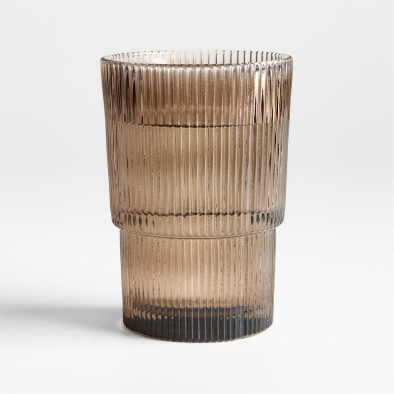 Atwell 16-oz. Taupe Stackable Ribbed Highball Glass + Reviews | Crate & Barrel | Crate & Barrel