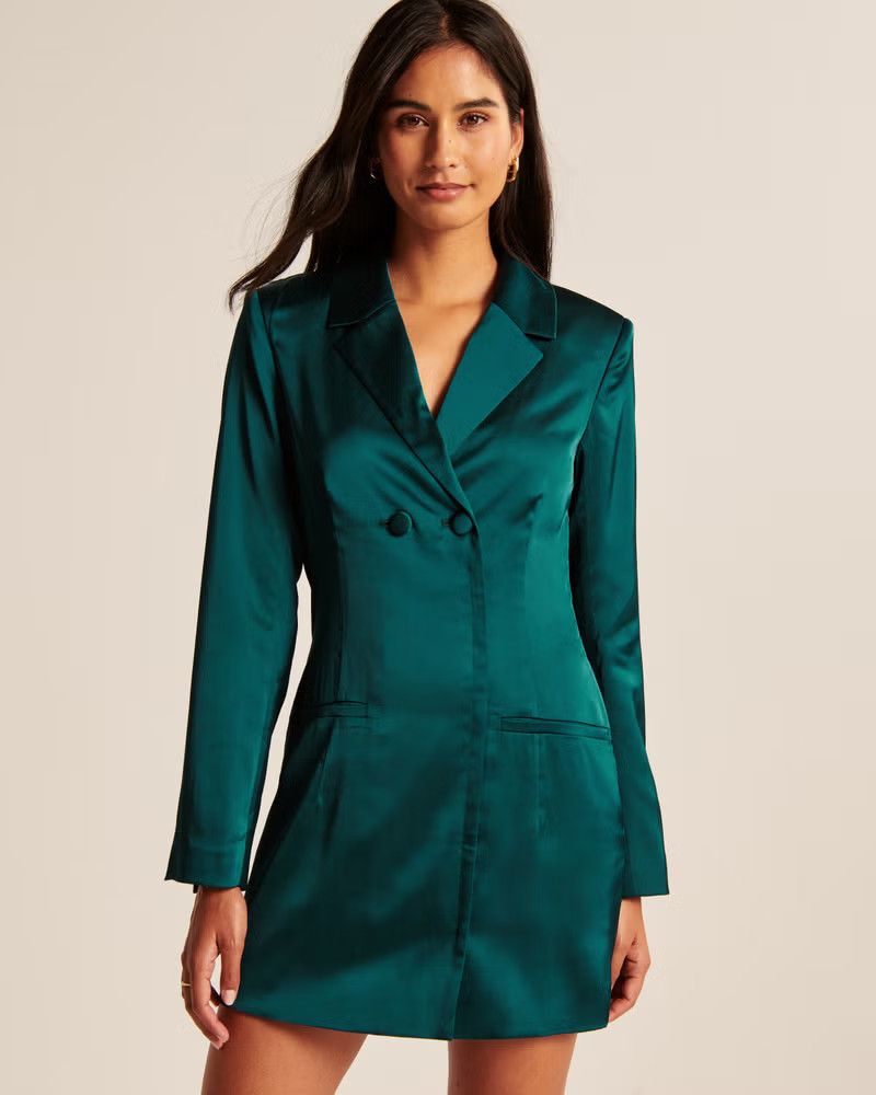 Women's Satin Blazer Mini Dress | Holiday Fashion, NYE Dress | Abercrombie.com | Abercrombie & Fitch (US)