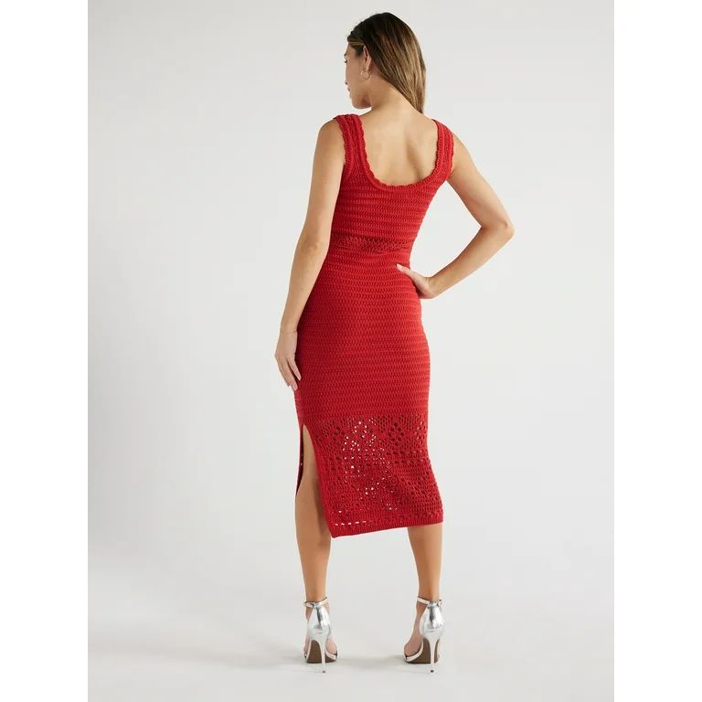 Sofia Jeans Women's Sleeveless V-Neck Crochet Sweater Dress, Mid Calf Length, Sizes XS-XXXL - Wal... | Walmart (US)