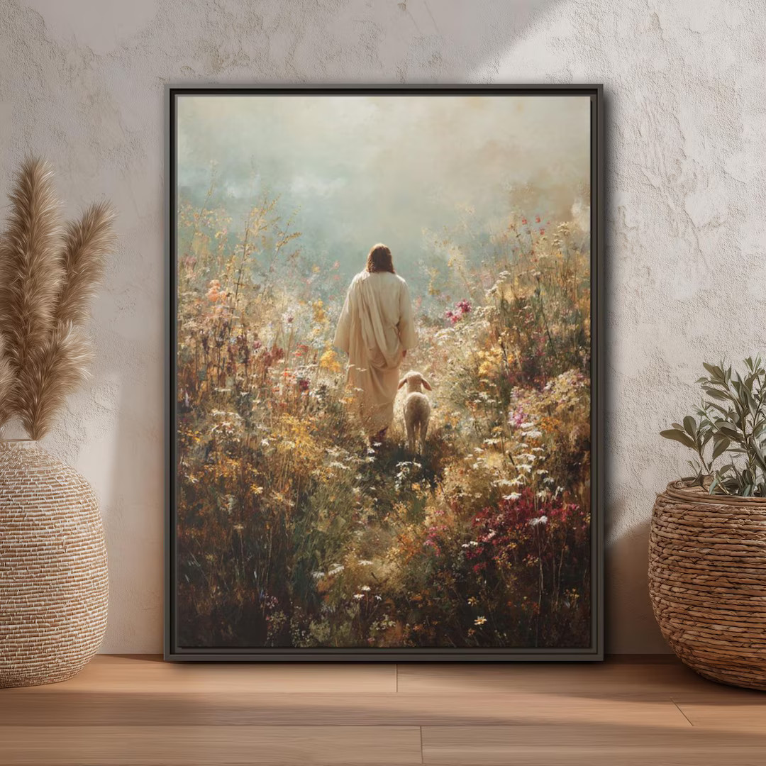 Christian Lamb Large Framed Wall Art, Jesus Painting, Christian Lamb Canvas, Jesus Shepherd Canva... | Etsy (US)