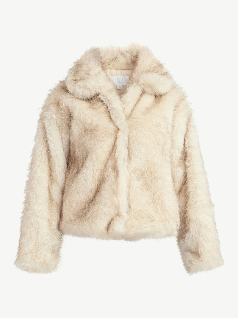 Time and Tru Women's and Women’s Plus Plush Faux Fur Jacket, Midweight, Sizes XS-3X | Walmart (US)