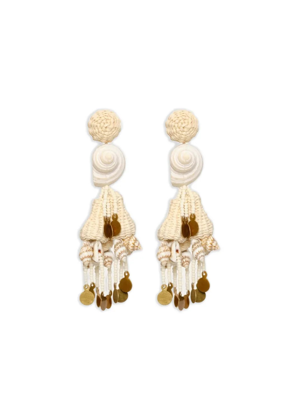 Johanna Ortiz Serenade In Swim shell-detail drop earrings - Gold | Farfetch Global