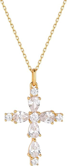 S.Leaf Cross Necklace for Women Gold Plated Cross Necklaces for Women 925 Sterling Silver Cross P... | Amazon (US)