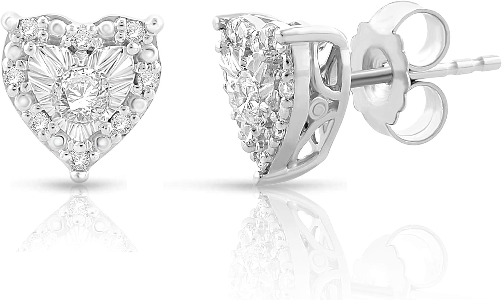 Natalia Drake 1/4 Cttw Heart Shaped Diamond Jewelry Earrings for Women or Womens Necklace in 925 ... | Amazon (US)