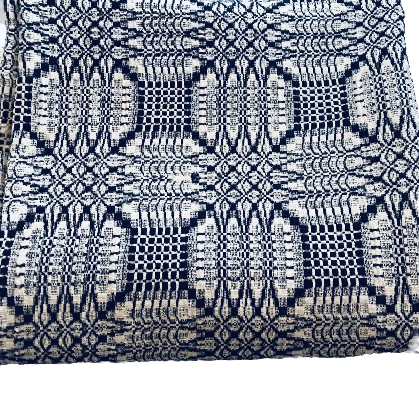 Antique Blue Wool Hand Woven Overshot Coverlet Spread Indigo Virginia 1800’s  | eBay | eBay US