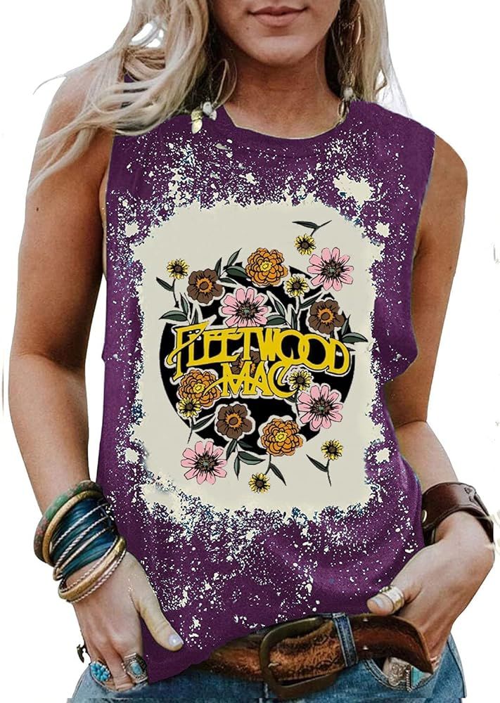 Women Country Music Bleached Shirts Casual Rock Band Tee Tops Concert Outfit T-Shirt Sleeve Summe... | Amazon (US)