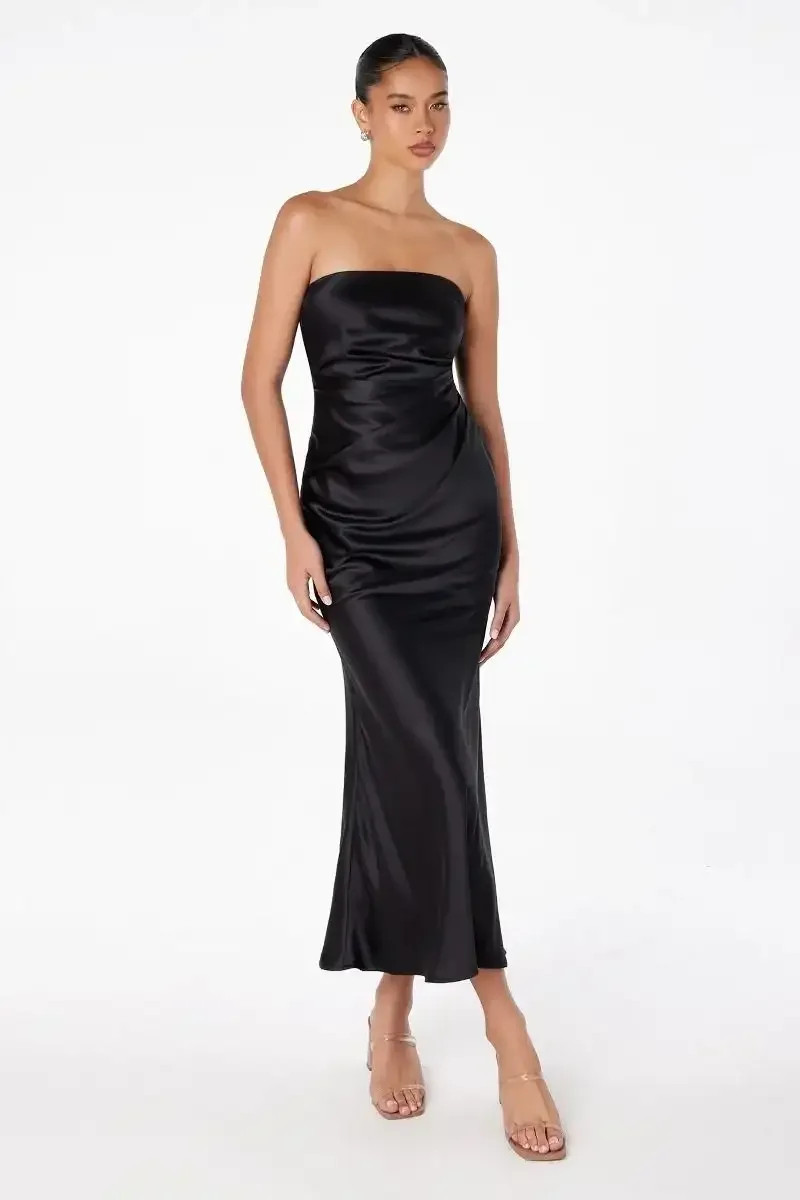Ruthie Satin Strapless Maxi Dress | Lady Black Tie